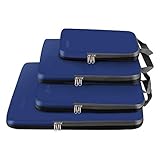 Bagail 4 Set Compression Packing Cubes Travel Expandable Packing Organizers (Navy)