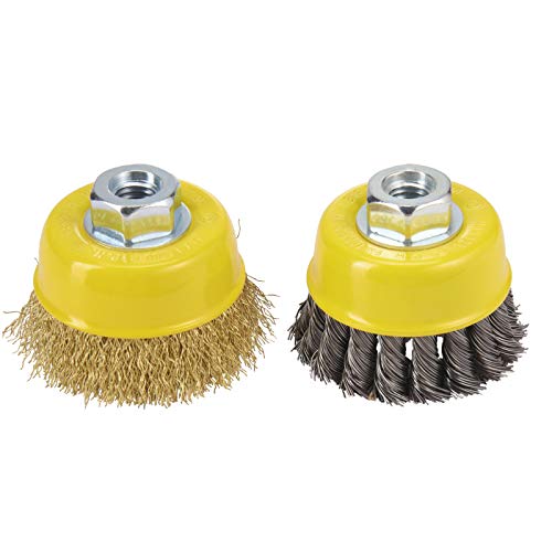 HOYIN Wire Cup Brush-2 Piece Grinder Brush Kit- Twist Knotted