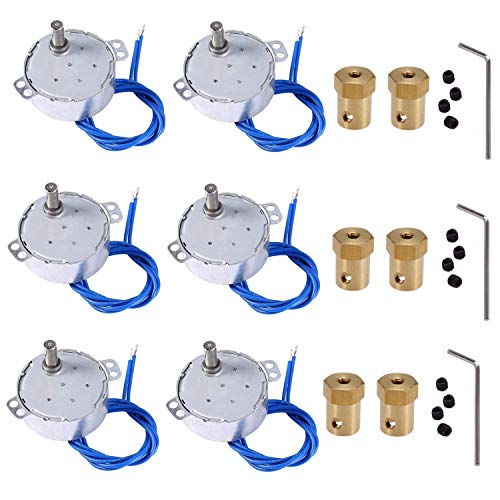 6PCS Turntable Motor Synchronous Synchron Motor 50/60Hz AC 100~127V CCW/CW 4W 2.5-3RPM/MIN CCW/CW with 7mm Flexible Coupling Connector for Cup Turner,Hand-Made, School Project, Model (2.5-3RPM)