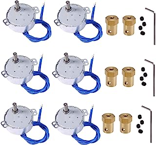 6PCS Turntable motor Synchronous Synchron Motor 50/60Hz AC 100~127V CCW/CW 4W 5-6RPM/MIN CCW/CW with 7mm Flexible Coupling Connector For Cup Turner,Hand-Made, School Project, Model (5-6RPM)