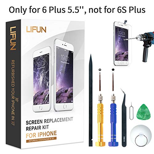 Screen Replacement Compatible with iPhone 6 Plus, in White 5.5'' with Tools, Manual, Glass Protectors, LCD Repair Kit Display Full Front Touch Screen Digitizer Frame Assembly(White)