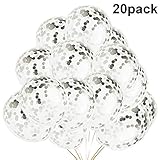 20 Pieces Silver Confetti Balloons, 12 inch Latex Birthday Party Balloons For Party Decorations Wedding Decorations And Proposal (Silver)