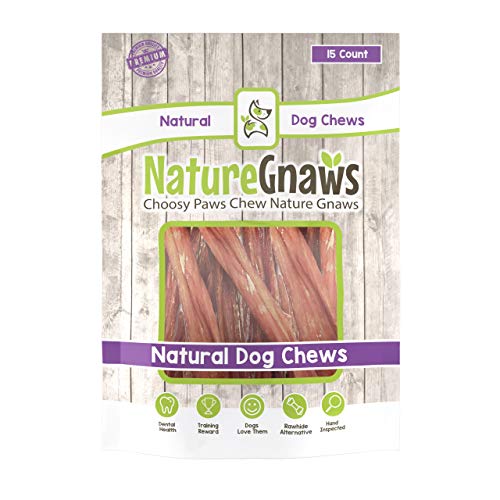 Nature Gnaws Bully Bladder Sticks 5-6" (15 Count) - 100% Natural Beef Dog Chews