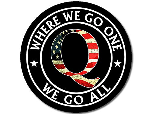 Book Cover Black Round w/USA Q - Where We Go One We Go All Sticker (qanon Trump wwg1wga)