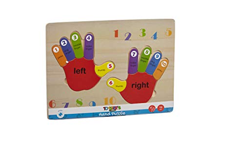 Toysters Wooden Chunky Hand Puzzle for Toddlers | 12-Piece Counting Numbers, Math Puzzle Game | Preschool Educational Toy Helps Improve Fine Motor Skills | Suitable for Boys and Girls Ages 2, 3, and 4
