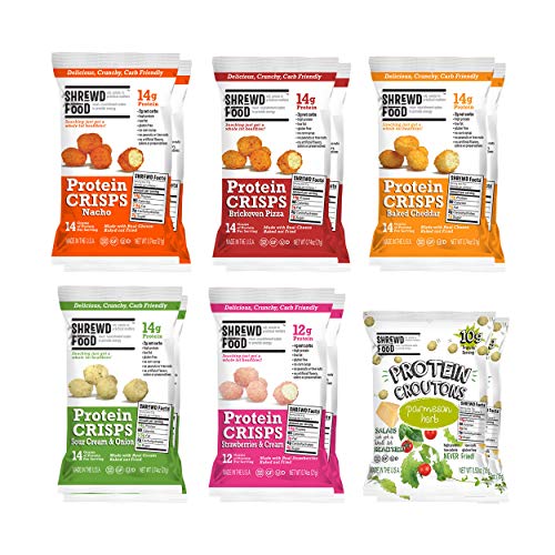 Shrewd Food Keto Protein Crisps VARIETY 12 PACK | High Protein, Low Carb, Gluten Free Snacks | No Artificial Flavors | Soy Free, Peanut Free