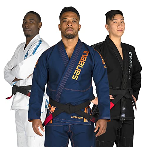 Sanabul Core Competition Brazilian Jiu Jitsu BJJ Gi (See Special Sizing Guide) (Navy/Orange, A3)
