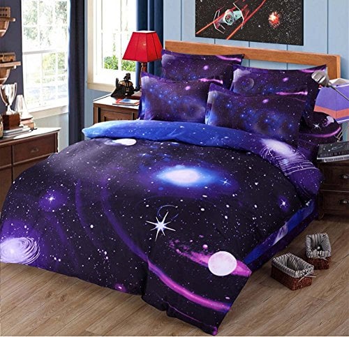 Book Cover Mengersi 3D Star Galaxy Printing Bedding Set Duvet Cover for Boys Kids Toddler (Twin, A6)