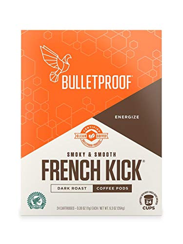 Book Cover Bulletproof French Kick Roast Coffee Pods, Premium Dark Roast, Organic, Single-Serve K-Cups, Keurig, Keurig 2.0 (24 Count) 