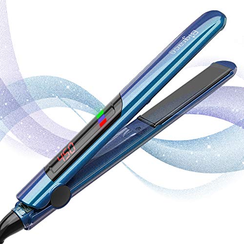 Flat Iron for Hair, Hair Straighteners with Digital Display & Dual Voltage, 10s Instant Heat, 11 Adjustable Temperature Settings, 2 in 1 Tourmaline Ceramic Iron for Hair Styling, Auto Shut Off,1 inch
