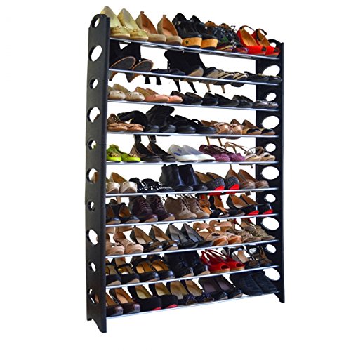 Teekland DIY 10-Tier Stackable Shoe Rack Storage Shelves Holds