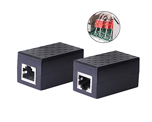 CERRXIAN RJ45 Coupler Female to Female Ethernet Network Surge Protector Outdoor Arrester Protection Device Extension Adapter(2-Pack)