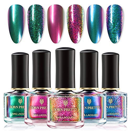 BORN PRETTY Magic Nail Polish Chameleon Sequins Multi Chrome nail polish Varnish 6 Bottles Sets