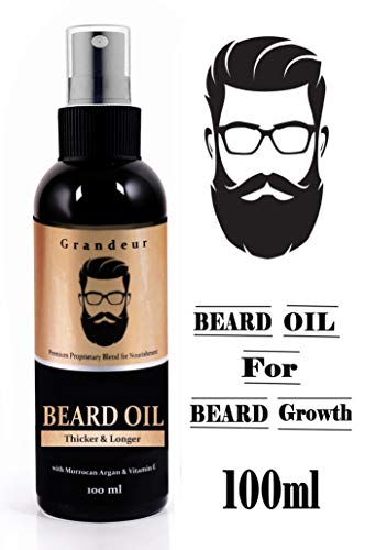 Grandeur Mooch And Beard Oil For Men For Thicker And Longer Beard- 100ml with Vitamin E and Argan Oil