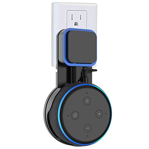 Book Cover Amazom Echo Dot 3rd Gen Wall Mount, Outlet Wall Mount Hanger Holder for Echo Dot 3rd Generation,Built-in Cable Management, Plug in Kitchens, Bathroom and Bedroom- Black