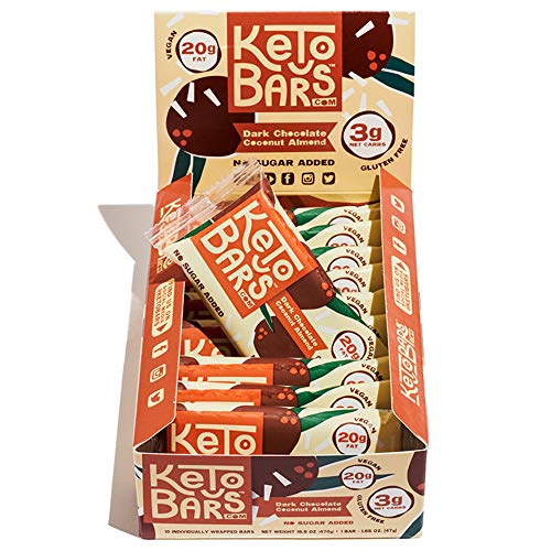Book Cover KETO BARS: The Original High Fat, Low Carb, Keto Snack Bars. Simple Ingredients, Gluten Free, Vegan. (Dark Chocolate Coconut Almond, 10 Count)