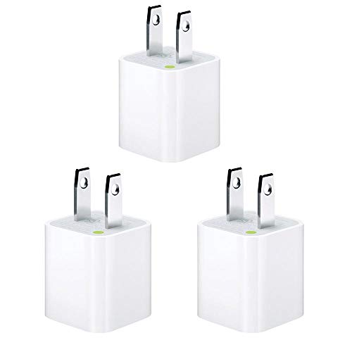 Book Cover Apple 5W Wall Charger/Adapter Cube for All iPhones, iPods and iPads - 3 Pack, Value Bundle - Bulk Packaging (Renewed)