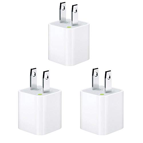 Apple 5W Wall Charger/Adapter Cube for All iPhones, iPods and iPads - 3 Pack, Value Bundle - Bulk Packaging (Renewed)