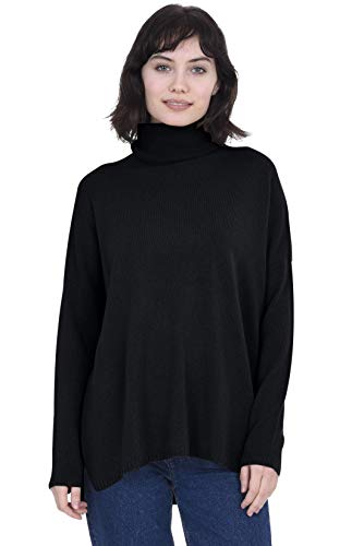 Cashmeren Oversized Tunic Side Slits Turtleneck Pullover 100% Pure Cashmere Long Sleeve Sweater for Women