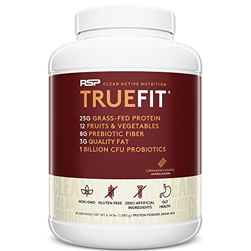 RSP TrueFit - Whey Protein Powder Meal Replacement Shake, Grass Fed Whey + Organic Fruits & Veggies, Fiber & Probiotics, Non-GMO, Gluten Free, Keto
