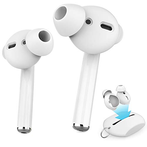 AhaStyle 3 Pairs AirPods Ear Tips Silicone Earbuds Cover [Not Fit in The Charging Case] Compatible with Apple AirPods (3 Pairs Small, White)