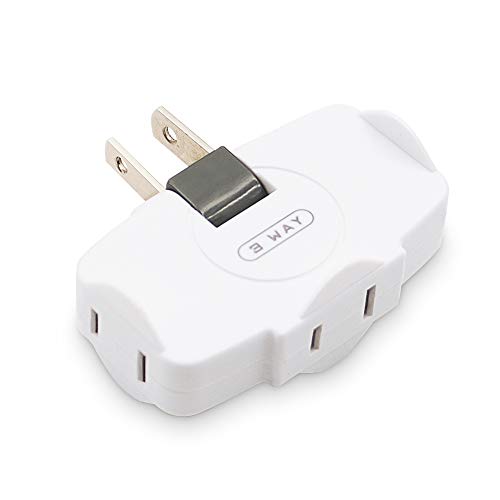 SYCON 3 Way Wall Outlet Extender AC Adapter, 2-Prong Swivel Mini Indoor Wall Tap Power Outlet Extender Plug, White