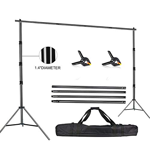 FUDESY Photo Video Studio 10 x 10Ft Heavy Duty Adjustable Backdrop Stand,Background Support System for Photography with Carry Bag,Two Pieces Spring Clamps
