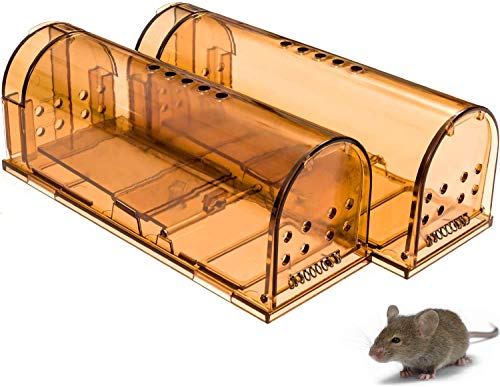 Extra Large Humane Smart Rodent Trap, Live Catch Release, Kids/Pet Safe, Easy to Set, Reusable, Indoor/Outdoor Use, for Mouse/Rats/Chipmunks/Moles Catcher That Works. 9.45" x 3.15" x 3.54". 2 Pack
