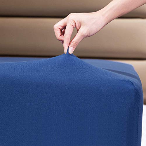 Book Cover COSMOPLUS Fitted Sheet Queen Fitted Sheet Only（No Flat Sheet or Pillow Shams）,4 Way Stretch Micro-Knit,Snug Fit,Wrinkle Free,for Standard Mattress and Air Bed Mattress from 8” Up to 14”,Navy