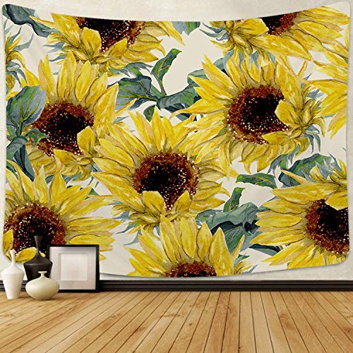 Book Cover BLEUM CADE Sunflower Tapestry Wall Hanging Sunflowers Plant Tapestry Watercolor Sunflower Tapestry for Living Room Bedroom Dorm Room