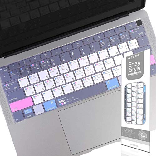 VFENG Premium Keyboard Cover Skin with MAC OS Shortcut Hot Keys for 2018-2019 MacBook Air 13-Inch 13" (Model: A1932), MacBook Air 13 Accessories, US Version