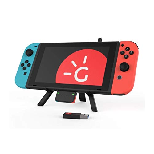 Book Cover Genki Combo Package Bluetooth 5.0 Audio with USB Type C aptX-LL for The Nintendo Switch (Neon Blue Neon Red Button Version)