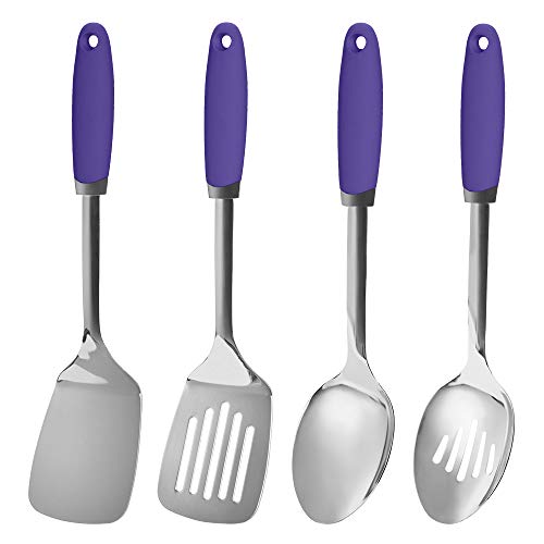 Book Cover COOK with COLOR 7 Pc Essentials Kitchen Stainless Steel Gadget Set with Soft Touch Good Grip Lavender Handles for Cooking