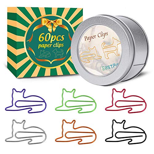 Paper Clips, 60 Pcs Funny Paperclips Desk Accessories for Women Office, Cute Office Supplies for Women, Office Gift Cat Gifts for Cat Lovers, Cat Lover Gifts for Women Girls Coworkers (60)