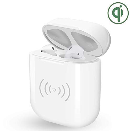 POWVAN Wireless Charging Case Replacement of Ai pods Charger Case, Fast Charging Built-in Batteries Supply 24 Hours Power Compatible with Air-pod 1st & 2nd (White)