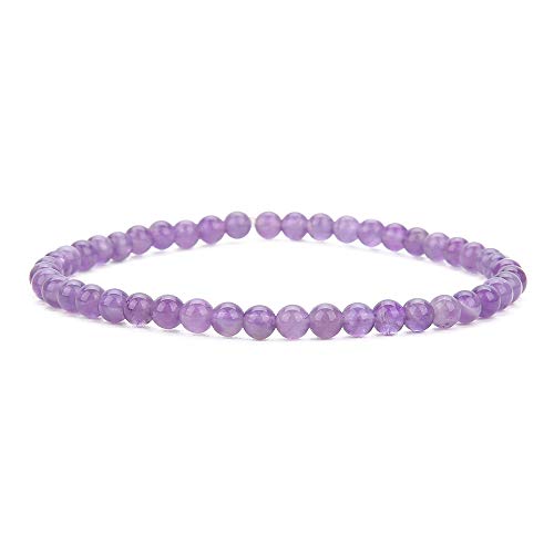 BALIBALI 4MM Mini Gemstone Energy Bracelets Tiny Bracelet Natural Stone Statement Bracelet Charm Beaded Couples Bracelets