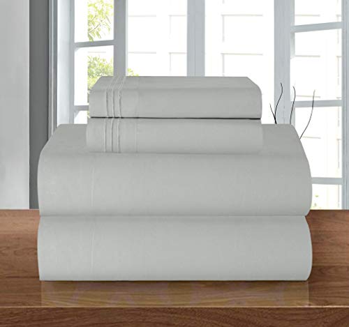 Elegant Comfort Luxury Soft 1500 Thread Count Egyptian 3-Piece Premium Hotel Quality Wrinkle Resistant Coziest Bedding Set, All Around Elastic Fitted Sheet, Deep Pocket, Twin/Twin XL, Silver Grey