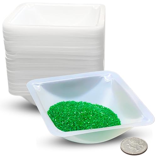 Pure Ponta Weigh Boats Medium | 125 Pack 100ml Weighing Dishes - Measure Powders & Liquids with Easy Pour Design | (3.5 x 3.5 x 1 in) Disposable Square Polystyrene Lab Dish Scale Tray