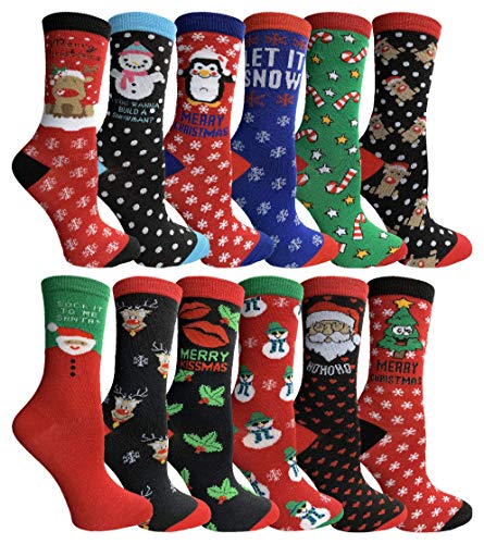 Yacht & Smith Womens Christmas Socks, Novelty Holiday Socks, Fun Colorful Festive, Crew, Slipper Socks