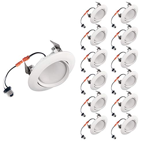 OSTWIN (12 Pack) 4 Inch Directional Recessed LED Can Gimbal Light Fixture, Adjustable Angle Downlight Directional, Dimmable, 10 W (75 Watt Replacement), 850 Lm, 3000K Warm Light, ETL & Energy Star
