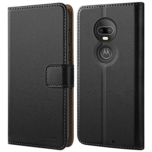 HOOMIL Wallet Case for Moto G7, for Moto G7 Plus, [Classic Business Series] Flip Leather Cover- Black