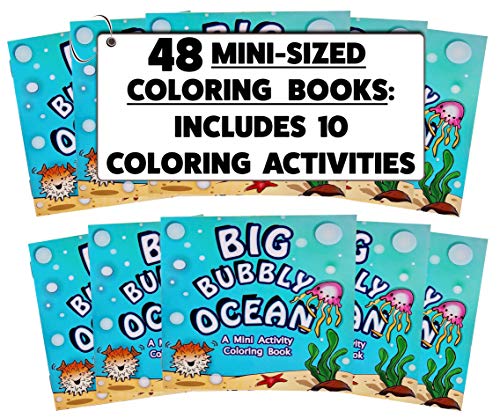 (48 Pack) 4.75 inch x 4.75 inch Mini Ocean Coloring Books Bulk (Mini Coloring Books Bulk, Coloring Book Party Favors for Kids, Goodie Bag Coloring Book)