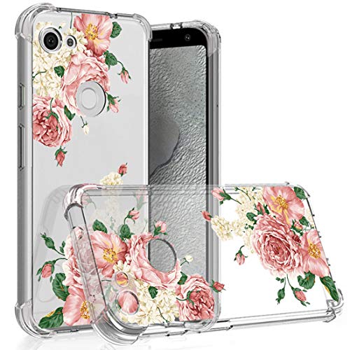 Osophter Pixel 3a Case Flower Floral Full-Body Protective Girls Cover for Google Pixel 3a(Big Rose)