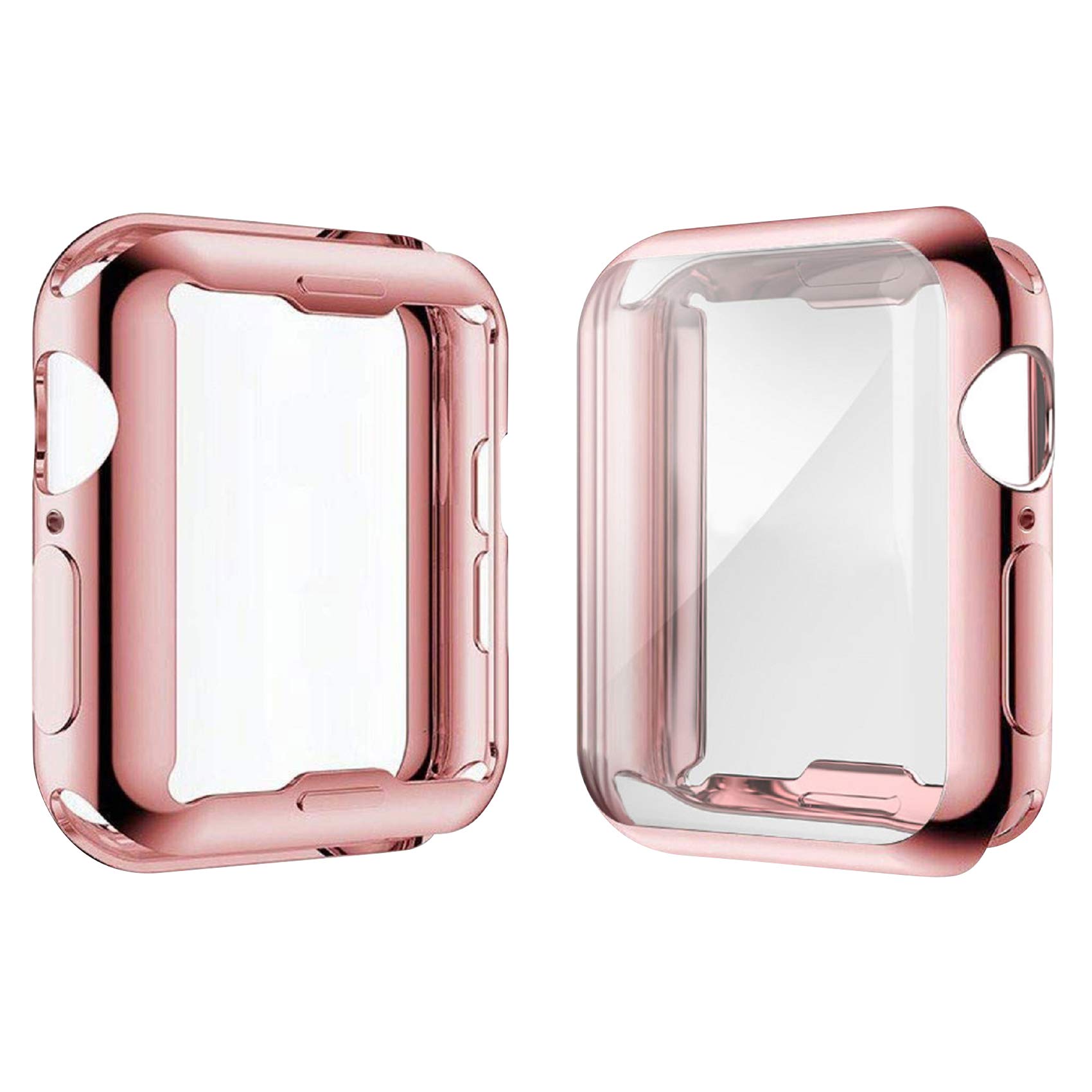 [2-Pack] Julk 40mm Case for Apple Watch Series 6 / SE/Series 5 / Series 4 Screen Protector, Overall Protective Case TPU HD Ultra-Thin Cover (1 Rose Pink+1 Transparent) 40mm 1 RosePink + 1 Transparent