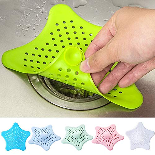 Book Cover LATIBELL 6 Pcs Silicone Drain Hair Catcher, Kitchen Sink Strainer - Bathroom Shower Sink Stopper - Drain Cover Hair Trap, Filter for Kitchen Bathroom Tub (Random Colors)