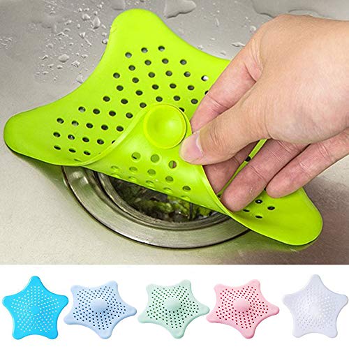LATIBELL 6 Pcs Silicone Drain Hair Catcher, Kitchen Sink Strainer - Bathroom Shower Sink Stopper - Drain Cover Hair Trap, Filter for Kitchen Bathroom Tub (Random Colors)
