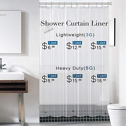 Book Cover downluxe Shower Curtain Liner Clear-PEVA 8G Mildew Resistant Anti-Bacterial for Bathroom,Rust Proof Grommets,72x72 Inches,1PC