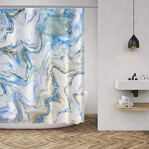 Book Cover MuaToo Shower Curtain Marble Ink Texture Background Print Polyester Fabric Bathroom Decor with Hooks 72 x 72 Inches,White