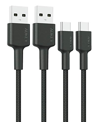 Book Cover USB Type C Cable AUKEY [ 6ft 2-Pack ] USB C Cable Braided Nylon USB C to USB A Fast Charging Cord for Samsung Galaxy Note 9 8 S10 S10+ S10e S9 S8+ Fold, LG V30 V20 G6, Nexus 6P, Nintendo Switch, Pixel