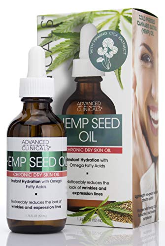 Book Cover Advanced Clinicals Hemp Seed Oil for Face. Cold Pressed Cannabis Sativa oil instantly hydrates skin and helps with Wrinkles, Fine Lines, and Expression Lines. (1.75oz)